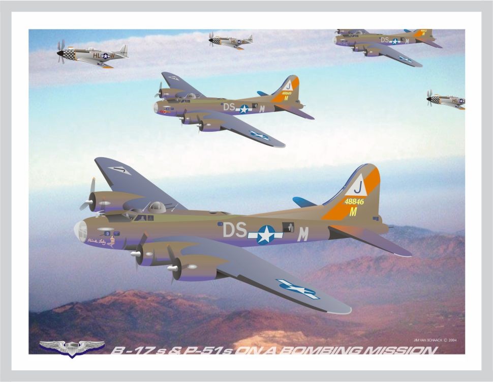 B-17s & P-51s on a Bombing Mission